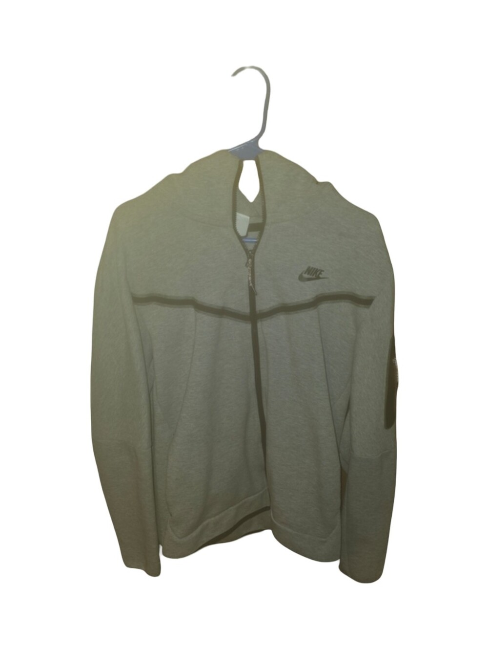 Nike Men's Gray Zip-Up Sweatshirt with Black Trim